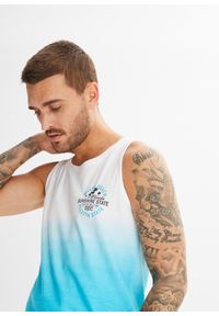 bonprix - Tank top z czystej bawełny (2 szt.). Kolor: niebieski. Materiał: bawełna. Wzór: nadruk #2