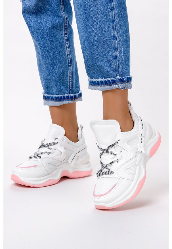 Casu - Białe buty sportowe sneakersy sznurowane casu 20g10/w. Kolor: biały