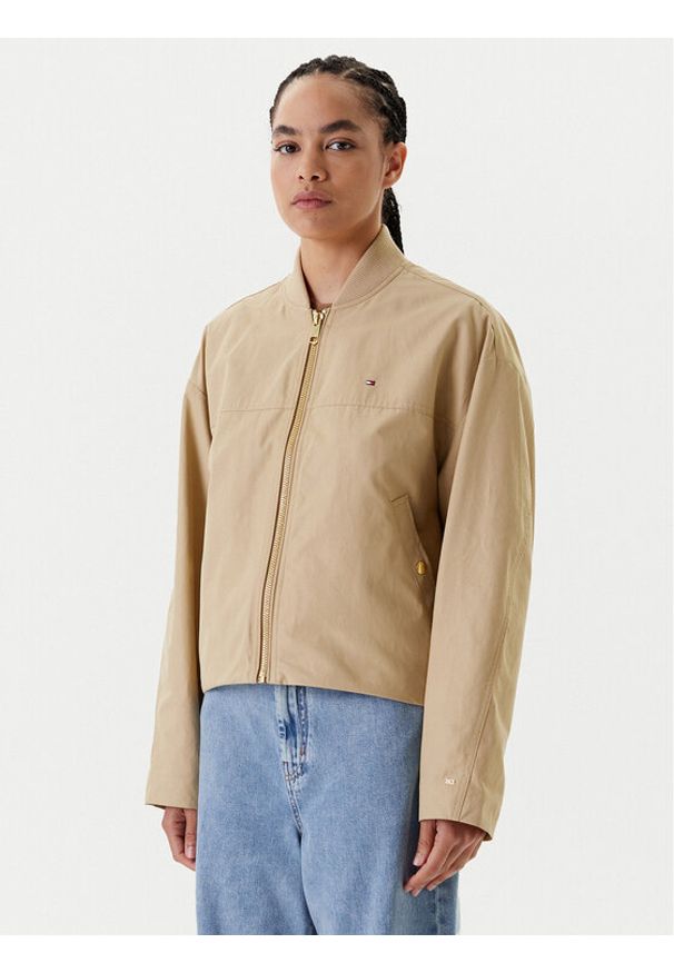 TOMMY HILFIGER - Tommy Hilfiger Kurtka bomber WW0WW45619 Beżowy Relaxed Fit. Kolor: beżowy. Materiał: bawełna