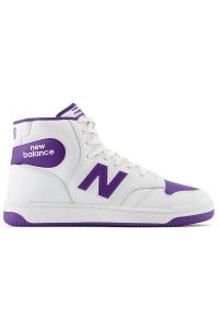 Buty New Balance BB480SCE - białe. Okazja: na co dzień. Kolor: biały. Materiał: materiał, syntetyk, skóra. Szerokość cholewki: normalna. Sport: turystyka piesza #1