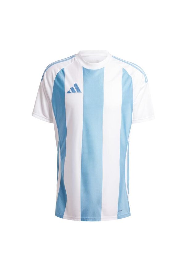 Adidas - Koszulka Striped 24. Kolor: biały, wielokolorowy, niebieski. Materiał: materiał. Sport: piłka nożna