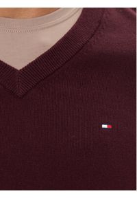 TOMMY HILFIGER - Tommy Hilfiger Sweter MW0MW28047 Bordowy Regular Fit. Kolor: czerwony. Materiał: bawełna #4