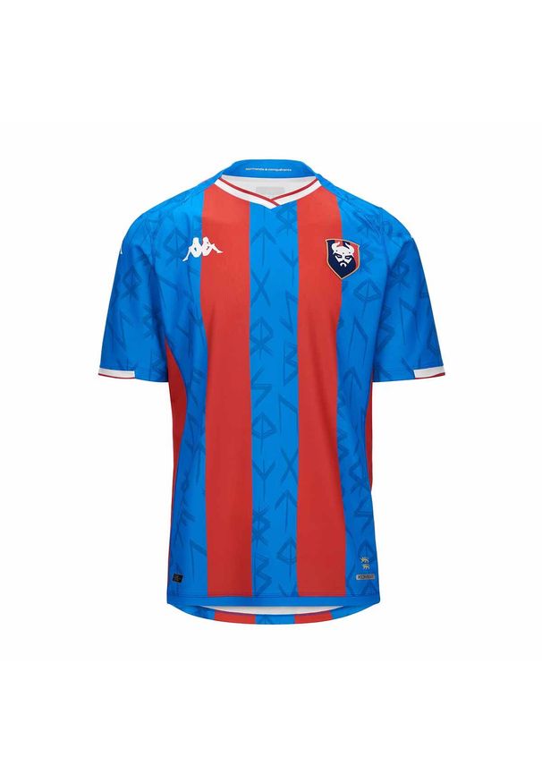 Kappa - Koszulka domowa dla dzieci SM Caen Kombat 2023/24. Kolor: czerwony, niebieski, wielokolorowy. Sport: piłka nożna