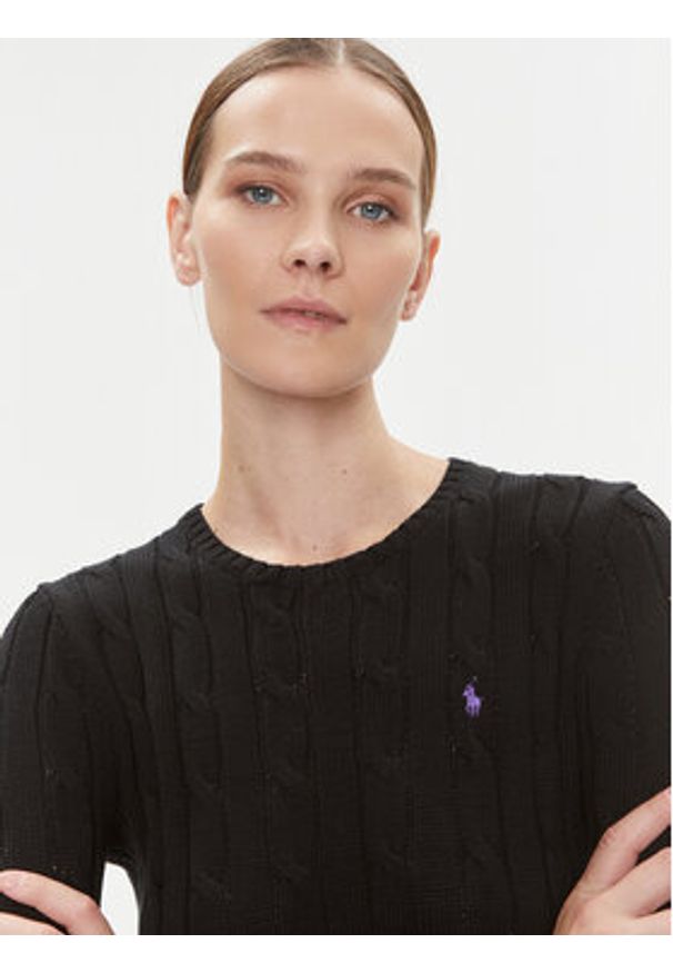 Polo Ralph Lauren Sweter 211891640011 Czarny Regular Fit. Typ kołnierza: polo. Kolor: czarny. Materiał: bawełna