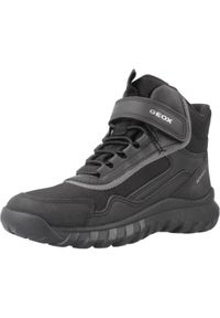 Geox - Buty GEOX J SIMBYOS Czarny. Kolor: czarny, szary, wielokolorowy. Materiał: syntetyk, tkanina. Sport: turystyka piesza