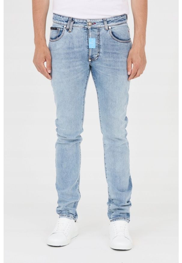 Philipp Plein - PHILIPP PLEIN Jasne męskie jeansy Straight Cut. Kolor: niebieski