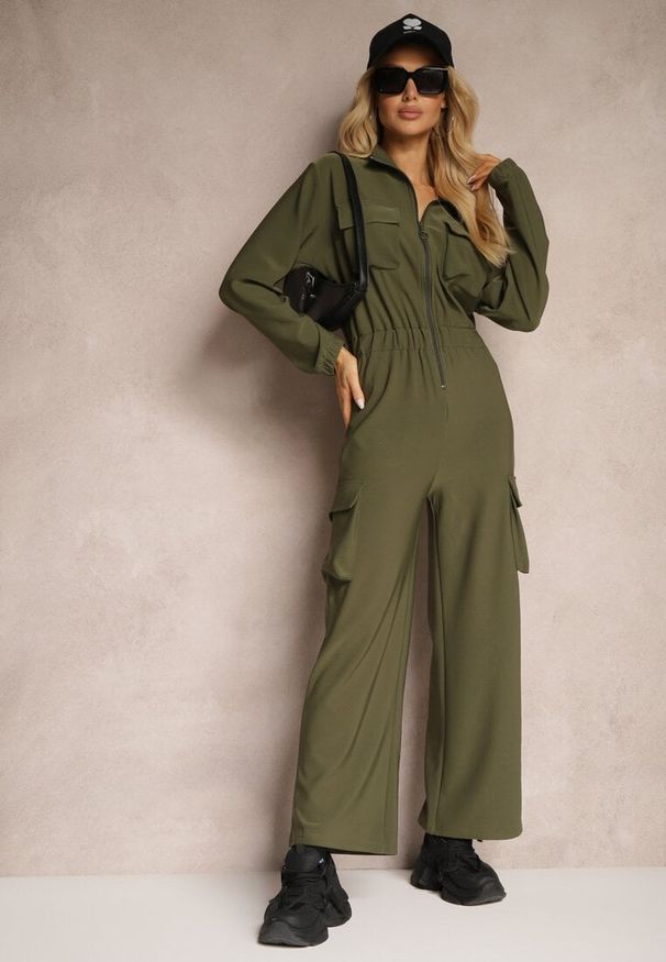 Renee - Zielony Kombinezon w Stylu Utility Taliowany Liarael. Okazja: na co dzień. Kolor: zielony. Materiał: tkanina. Styl: elegancki, casual