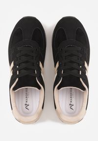 Born2be - Czarne Sneakersy Sportowe z Imitacji Zamszu z Geometrycznymi Wstawkami Shanoom. Okazja: na co dzień. Zapięcie: sznurówki. Kolor: czarny. Materiał: zamsz. Wzór: geometria #8