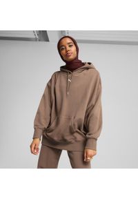 Damska bluza oversize z kapturem Puma Essentials TR. Typ kołnierza: kaptur. Kolor: brązowy