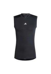 Adidas - Koszulka TECHFIT Compression Training Sleeveless. Kolor: czarny. Materiał: materiał. Długość rękawa: bez rękawów