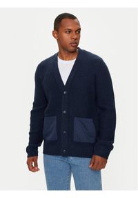 Wrangler Kardigan 112357288 Granatowy Relaxed Fit. Kolor: niebieski. Materiał: wełna
