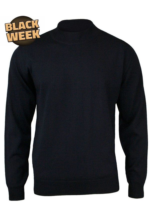 Półgolf Granatowy Klasyczny Wełna Merynosa - MM Classic, Męski. Kolor: niebieski. Materiał: akryl, wełna. Styl: klasyczny