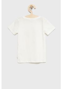 Tom Tailor t-shirt bawełniany dziecięcy kolor biały. Okazja: na co dzień. Kolor: biały. Materiał: bawełna. Długość rękawa: krótki rękaw. Długość: krótkie. Wzór: nadruk. Styl: casual