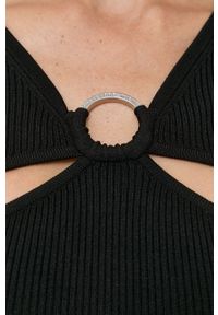 MICHAEL Michael Kors sukienka kolor czarny mini dopasowana. Kolor: czarny. Materiał: dzianina, wiskoza. Długość rękawa: długi rękaw. Typ sukienki: dopasowane. Długość: mini #3