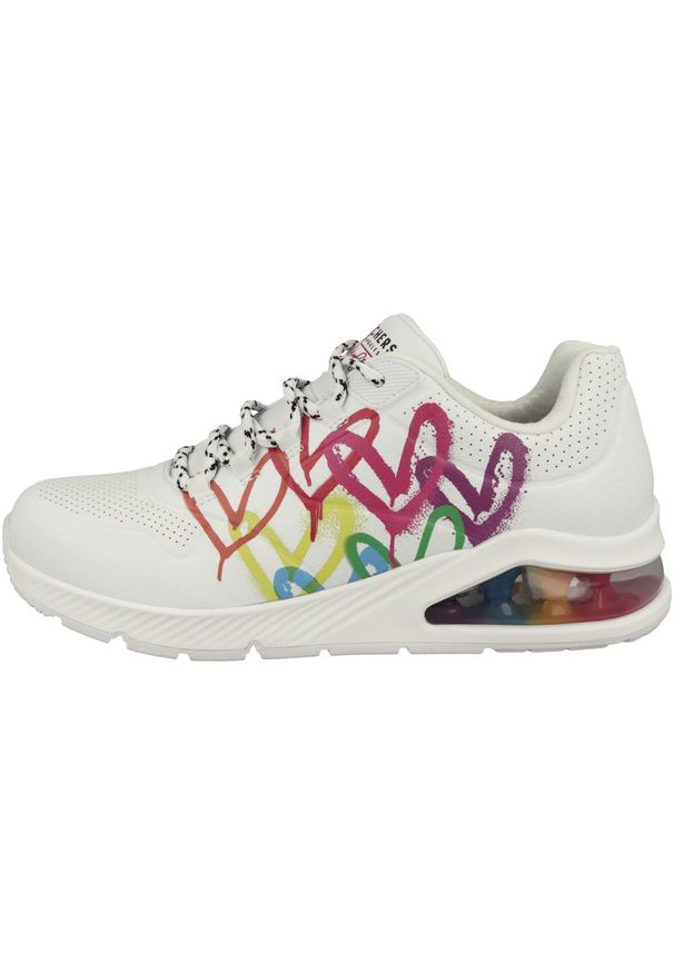 skechers - Buty do chodzenia damskie Skechers Uno 2 Floating. Zapięcie: sznurówki. Kolor: biały, czerwony, wielokolorowy. Materiał: materiał, syntetyk, tkanina. Szerokość cholewki: normalna. Sport: turystyka piesza