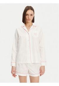 Lauren Ralph Lauren - LAUREN RALPH LAUREN Piżama ILN12417 Biały Relaxed Fit. Kolor: biały. Materiał: bawełna