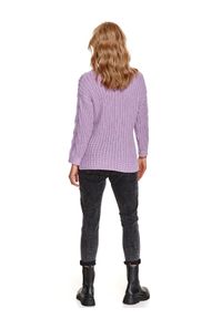 TOP SECRET - Pudełkowy sweter z warkoczami. Typ kołnierza: dekolt w kształcie V. Kolor: różowy. Materiał: tkanina. Długość: długie. Wzór: aplikacja. Sezon: wiosna. Styl: elegancki #2
