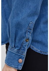 Pepe Jeans Bluzka jeansowa Riley damska gładka. Kolor: niebieski. Materiał: denim. Długość: krótkie. Wzór: gładki #4