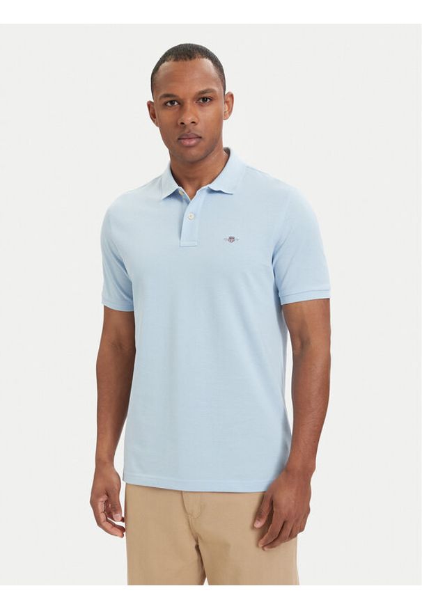 GANT - Gant Polo Shield 2210 Niebieski Regular Fit. Typ kołnierza: polo. Kolor: niebieski. Materiał: bawełna