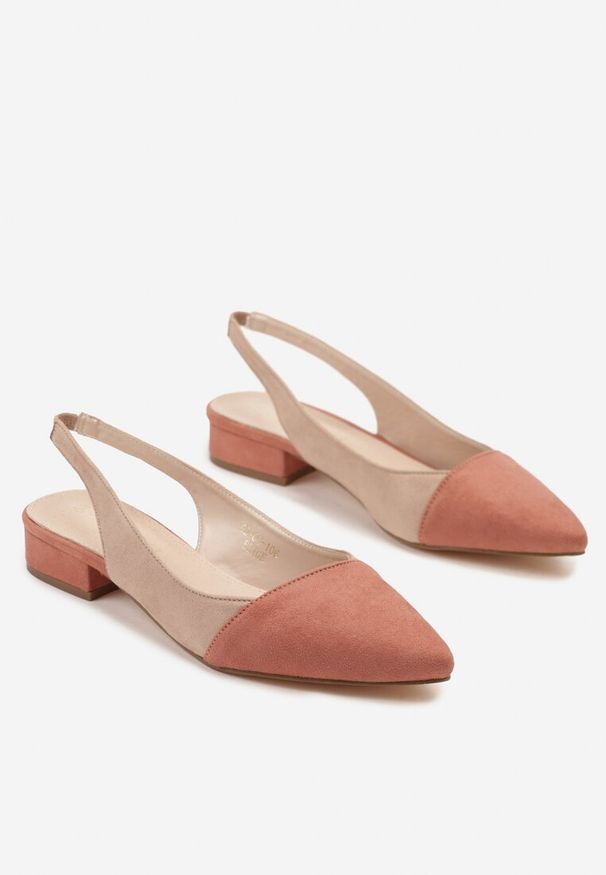 Renee - Beżowe Sandały Typu Slingback z Wkładką ze Skóry Naturalnej Galindena. Okazja: na co dzień. Zapięcie: sprzączka. Kolor: różowy. Materiał: skóra. Sezon: lato. Obcas: na obcasie. Styl: casual, elegancki, klasyczny. Wysokość obcasa: średni