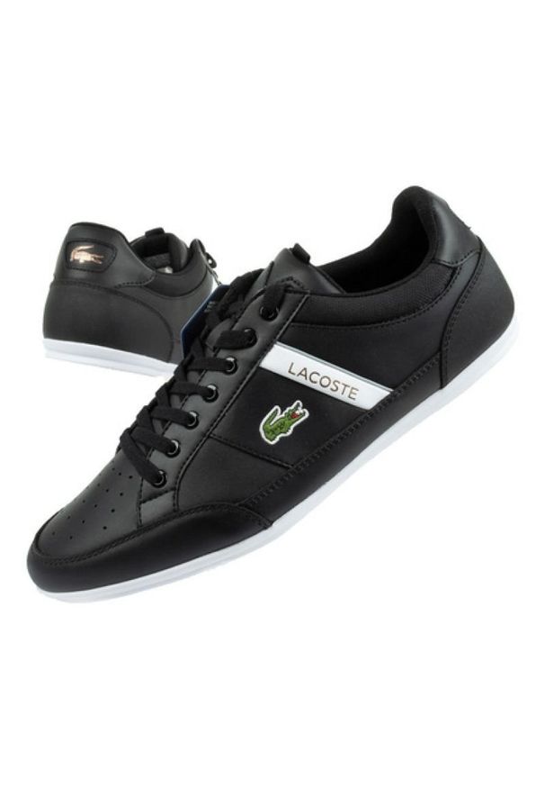 Buty Lacoste Chaymon M 13312 czarne. Okazja: na co dzień. Kolor: czarny. Materiał: skóra ekologiczna, materiał. Szerokość cholewki: normalna