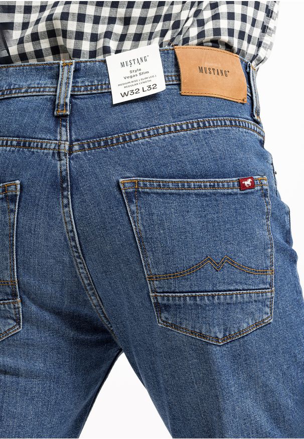 Mustang - MUSTANG VEGAS SLIM MĘSKIE SPODNIE JEANSOWE JEANSY DŻINSY DENIM BLUE 1015350 5000 682. Okazja: na co dzień. Styl: casual