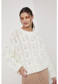 medicine - Medicine - Sweter Essential. Kolor: beżowy. Długość rękawa: długi rękaw. Długość: długie. Wzór: ze splotem #1