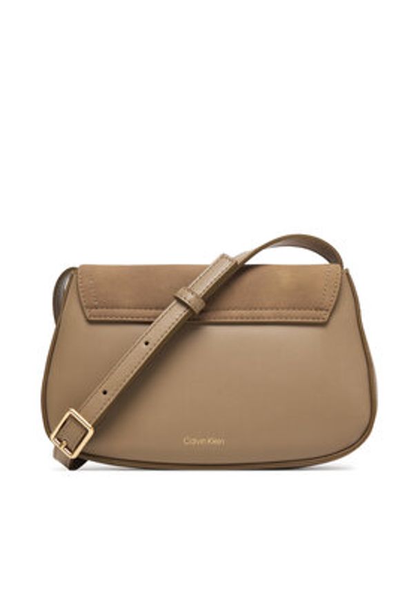 Calvin Klein Torebka Ck Brushed Flap Camera Bag LV04F3409G Beżowy. Kolor: beżowy. Materiał: skórzane