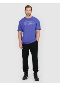 4f - 4F T-shirt loose z nadrukiem męski - fioletowy M. Okazja: na co dzień. Kolor: fioletowy. Materiał: materiał. Wzór: nadruk. Styl: casual, klasyczny #2