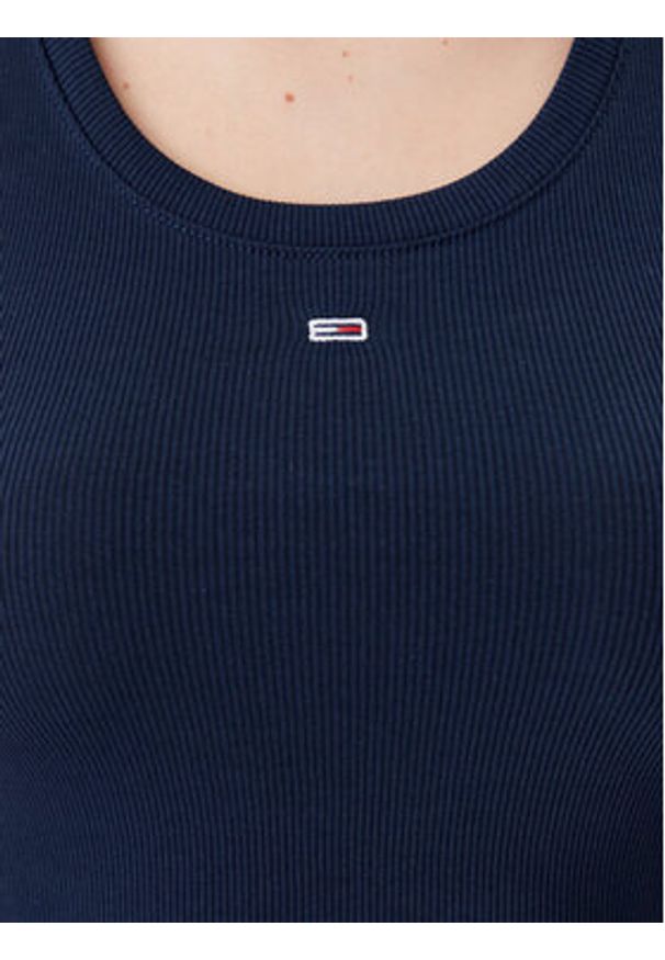 Tommy Jeans Top Essential DW0DW20673 Granatowy Slim Fit. Kolor: niebieski. Materiał: bawełna