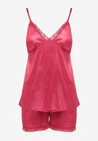Born2be - Fuksjowy Satynowy Komplet Piżamowy Top na Ramiączkach i Szorty Miladia. Kolekcja: plus size. Kolor: różowy. Materiał: satyna #6