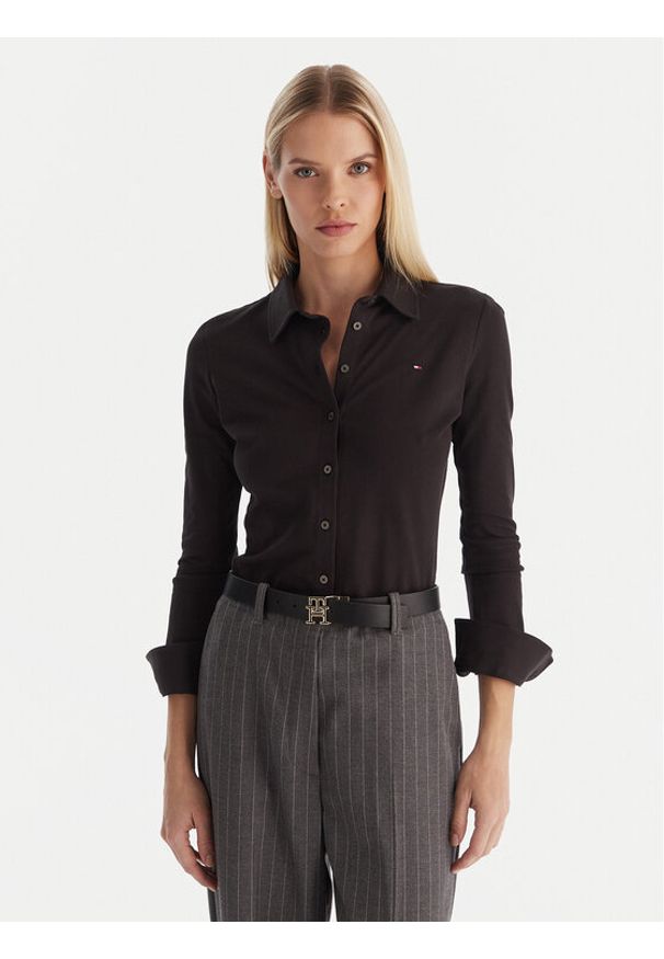 TOMMY HILFIGER - Tommy Hilfiger Koszula 1985 WW0WW43528 Czarny Slim Fit. Kolor: czarny. Materiał: bawełna