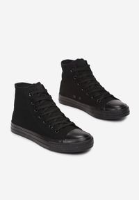 Born2be - Czarne Trampki Aqiafa. Nosek buta: okrągły. Kolor: czarny. Materiał: guma, materiał. Szerokość cholewki: normalna. Wzór: gładki. Obcas: na płaskiej podeszwie #3