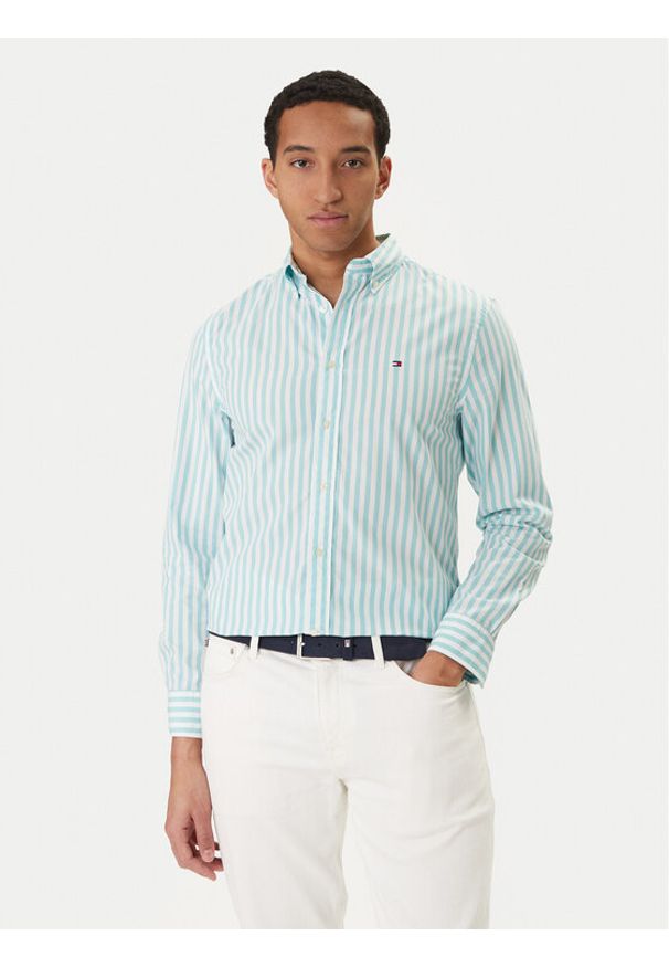 TOMMY HILFIGER - Tommy Hilfiger Koszula MW0MW42440 Zielony Regular Fit. Kolor: zielony. Materiał: bawełna