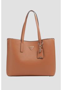 Guess - GUESS Brązowa shopperka damska Meridian. Kolor: brązowy. Materiał: skórzane