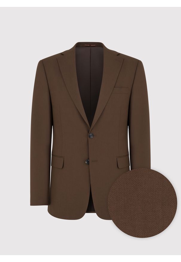 Pako Lorente - PAKO LORENTE – Brązowa marynarka garniturowa. Kolor: brązowy. Materiał: poliester, elastan, wiskoza. Wzór: gładki. Styl: młodzieżowy