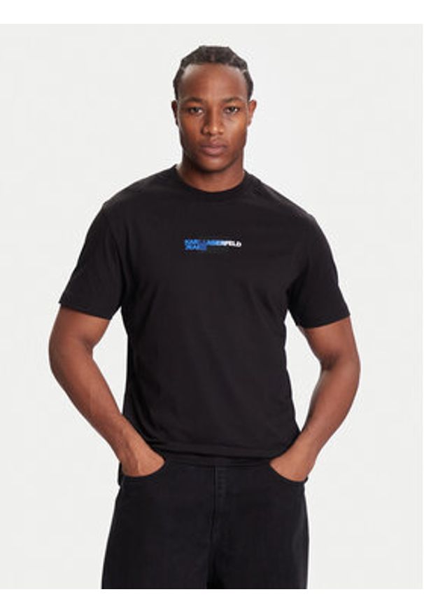 Karl Lagerfeld Jeans T-Shirt A4M17025 Czarny Regular Fit. Kolor: czarny. Materiał: bawełna