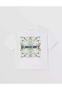 BURBERRY CHILDREN - Biała koszulka z kolorowym nadrukiem 12-24 miesiące. Okazja: na co dzień. Kolor: biały. Materiał: bawełna. Wzór: kolorowy, nadruk. Styl: casual