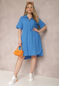 Renee - Niebieska Sukienka Ereda. Kolor: niebieski. Materiał: materiał, bawełna, wiskoza. Wzór: gładki. Sezon: lato. Typ sukienki: trapezowe, koszulowe. Długość: midi #2
