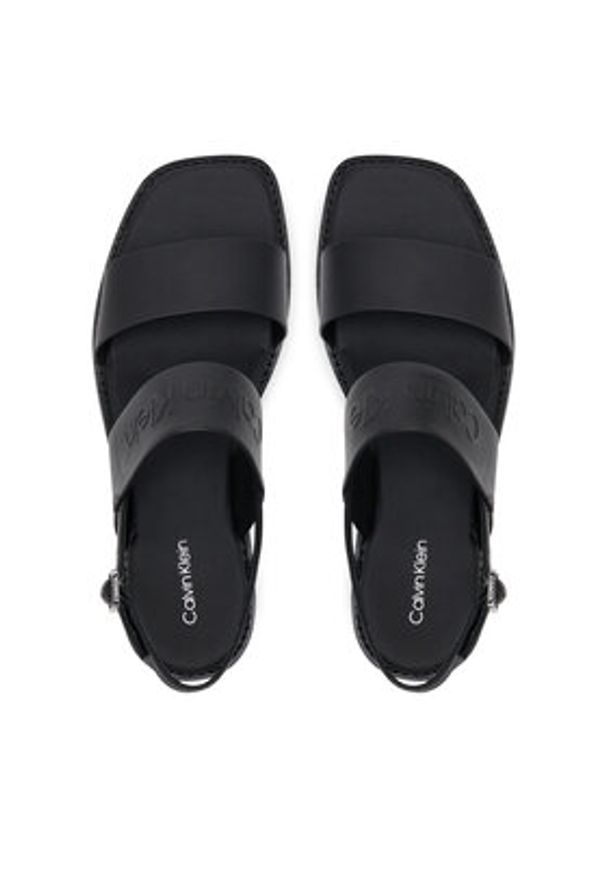 Calvin Klein Sandały Flat Sandal - He HW0HW02377 Czarny. Kolor: czarny. Materiał: skóra