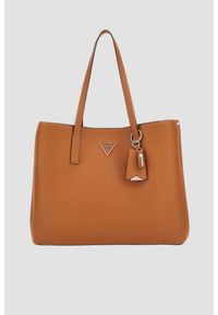 Guess - GUESS Brązowa shopperka damska Meridian Girlfriend. Kolor: brązowy. Materiał: skórzane. Styl: elegancki, casual