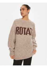 ROTATE Sweter 114443 Brązowy Regular Fit. Kolor: brązowy. Materiał: wełna #1