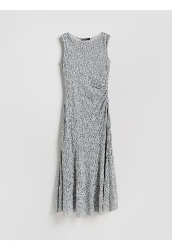 Reserved - Sukienka maxi - jasnoszary. Kolor: szary. Materiał: dzianina. Typ sukienki: proste. Długość: maxi