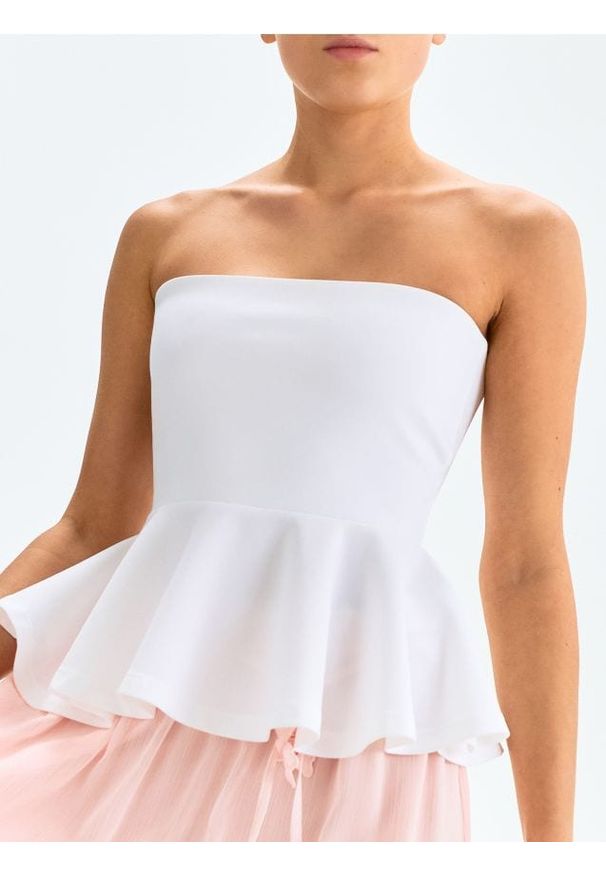 Sinsay - Top bandeau z baskinką - kremowy. Kolor: kremowy