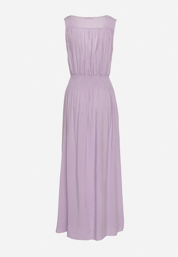 Born2be - Fioletowa Wiskozowa Sukienka z Kopertowym Dekoltem i Gumkami w Talii Joridia. Okazja: na co dzień. Typ kołnierza: dekolt kopertowy. Kolor: fioletowy. Materiał: wiskoza. Długość rękawa: na ramiączkach. Typ sukienki: kopertowe. Styl: wizytowy, casual