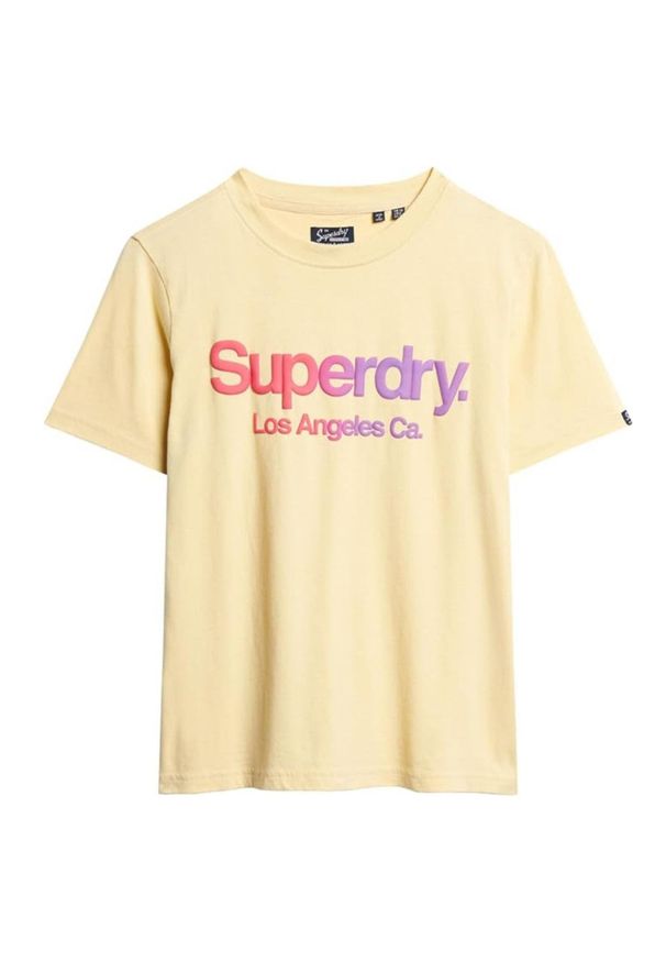 Koszulka turystyczna damska Superdry Tona Rainbow. Kolor: żółty. Materiał: bawełna