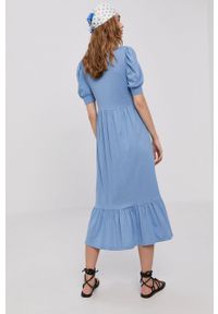 only - Only - Sukienka. Kolor: niebieski. Materiał: bawełna, dzianina. Długość rękawa: krótki rękaw. Wzór: gładki. Typ sukienki: rozkloszowane #3
