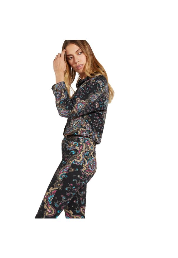 Wrangler - WRANGLER RETRO CROP JACKET DAMSKA KURTKA JEANSOWA PAISLEY W417UV28N 112128794. Materiał: jeans. Wzór: paisley. Styl: retro