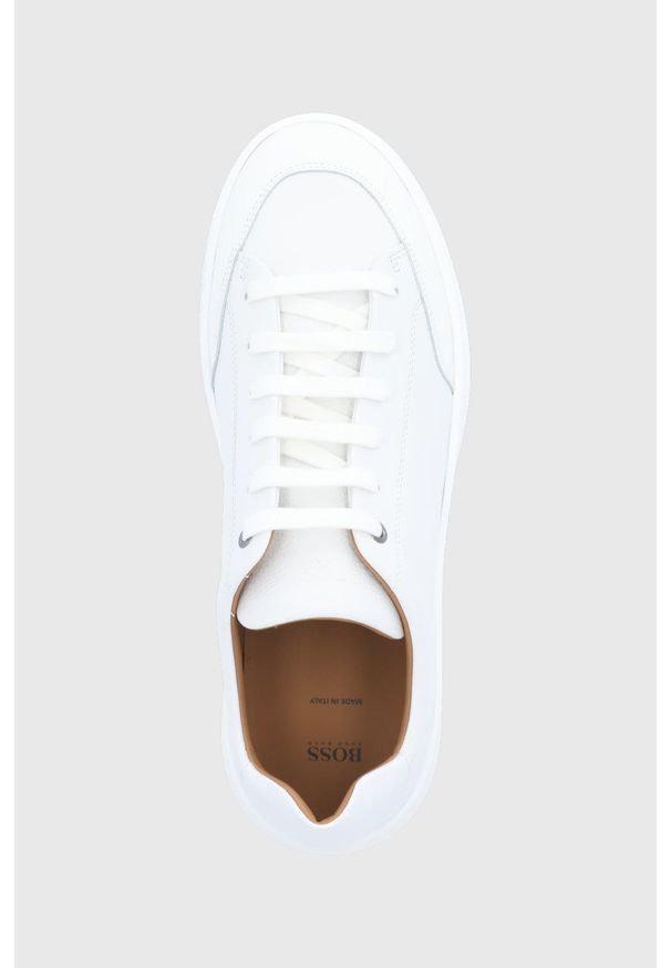 BOSS - Boss - Buty skórzane. Nosek buta: okrągły. Zapięcie: sznurówki. Kolor: biały. Materiał: skóra