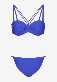 Born2be - Niebieskie Bikini Biustonosz z Ozdobnymi Paskami i Figi Fadeleine. Kolor: niebieski